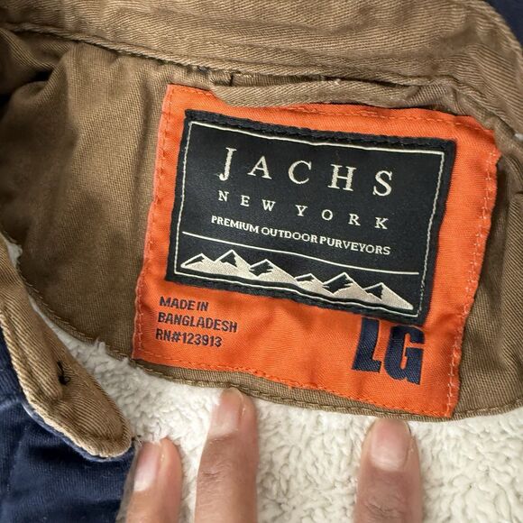 Jachs New York Mens L Sherpa Lined Shacket Canvas Shirt Jacket Navy Elbow Patch - Picture 5 of 10
